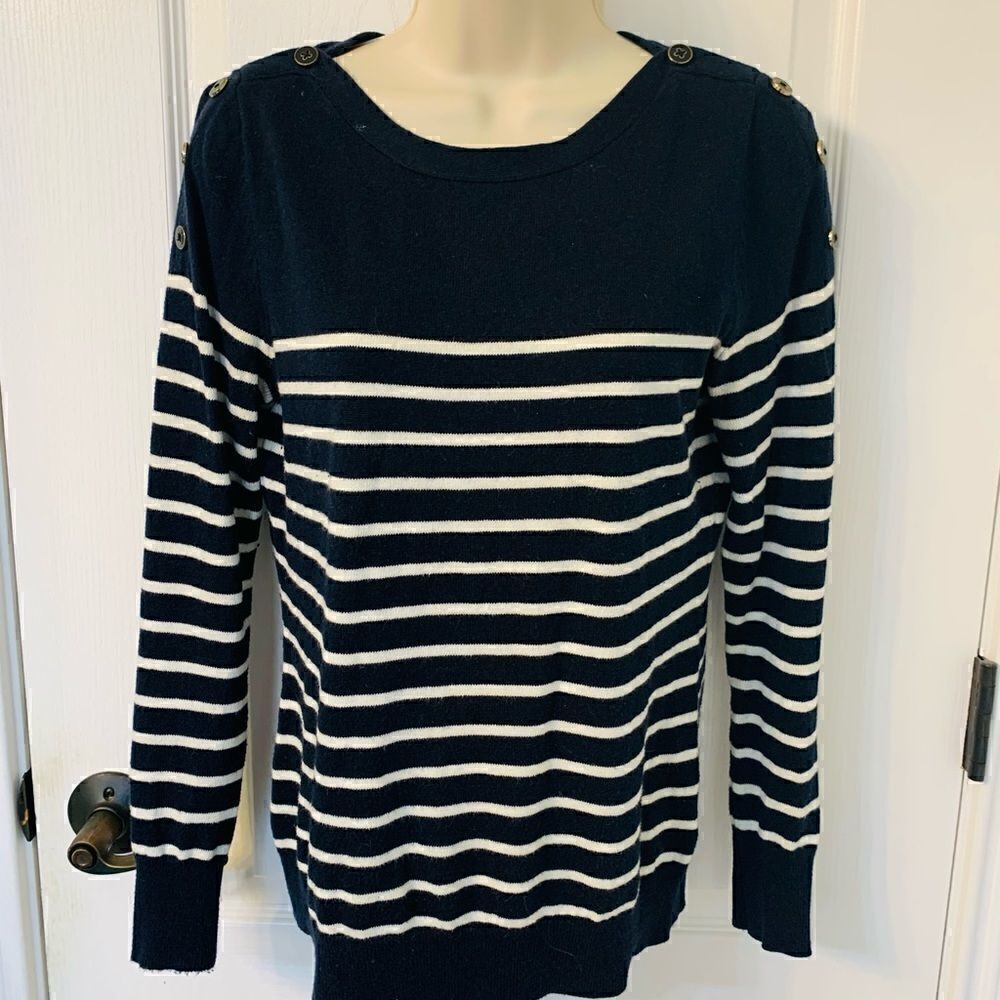 Banana Republic Navy & White Stripe Angora Blend Sweater! ❤️